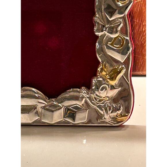 Vintage Disney Mickey Minnie Mouse Donald Duck Baby Frame Silverplate Brass 4x6 - Picture 9 of 11